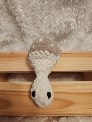 Mushroom Fidget Popper: Crocheted tan, cream colored
