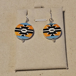 .925 inlaid double sided dangle earrings