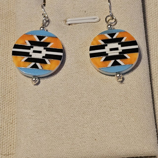 .925 inlaid double sided dangle earrings