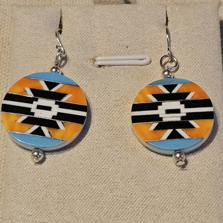 .925 inlaid double sided dangle earrings