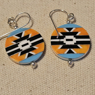 .925 inlaid double sided dangle earrings
