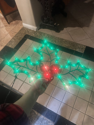 Vintage Christmas Holly Lighted Impact Plastics Christmas Decor 22.5 X 18" #47 VV MTS|141852
