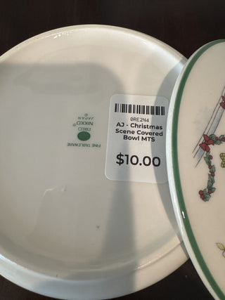 AJ - Christmas Scene Covered Bowl MTS|124773