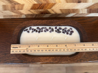 HANDMADE CANDLE IN DOUGH BOWL 8" W/AMTHYST STONES SCENT LAVENDAR