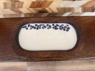 HANDMADE CANDLE IN DOUGH BOWL 8" W/AMTHYST STONES SCENT LAVENDAR