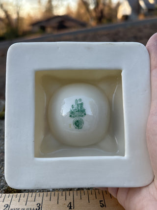 #91 Irish Belleek Ireland 3rd Green Mark (1965-1980) Small Yellow Lustre Ashtray