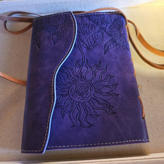 Purple faux leather junk journal w embossed floral