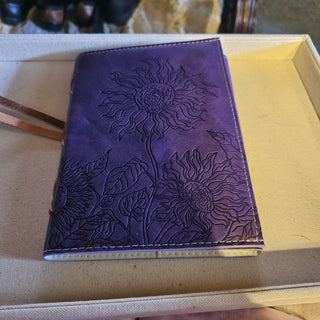 Purple faux leather junk journal w embossed floral