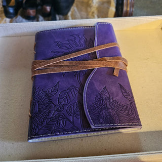 Purple faux leather junk journal w embossed floral