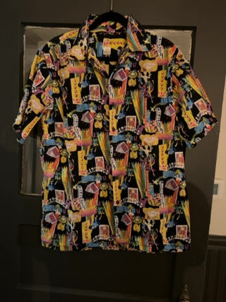 JP Mens XL 100% Cotton Classic Old School Las Vegas Theme Hawaiian Shirt USA Made Unbranded