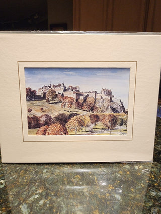 Mounted Vtg Print Edinburgh Castle RSV