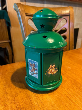 Custom Green Painted Christmas Metal/Glass Lantern Decor RSV|123804