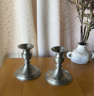 Vtg Genuine Pewter Candlestick Pair (LZD - RSV)|108508