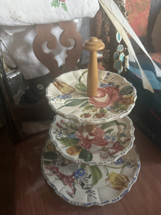 Italy made three tier dessert serving plate tower #62 VV MTS|89939