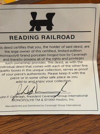 Vtg. Monopoly 'Reading Railroad.', hinged trinket box 3.25"