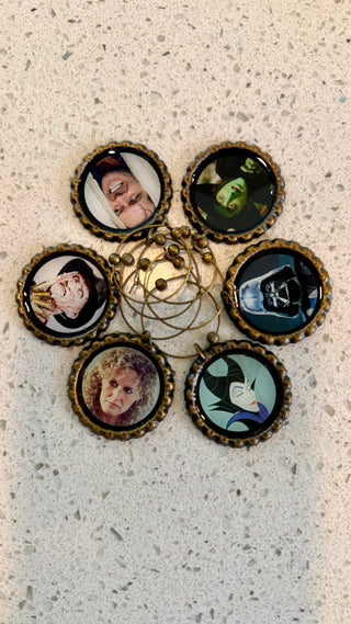 Set of 6 Movie Villain Wineglass Charms