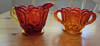 LE Smith Amberina Moon Stars Creamer & Open Sugar Bowl Set