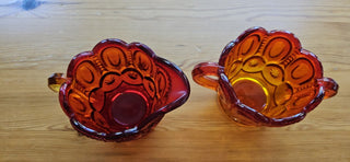 LE Smith Amberina Moon Stars Creamer & Open Sugar Bowl Set