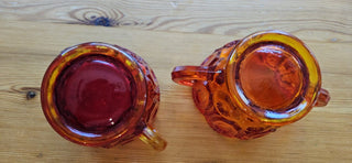 LE Smith Amberina Moon Stars Creamer & Open Sugar Bowl Set