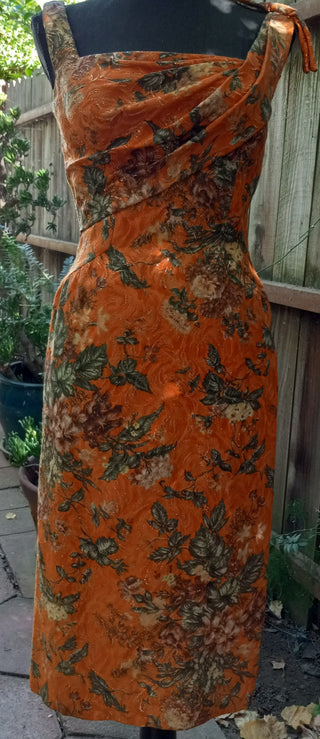 1960 print brocade cocktail dress, XS MTS|78121