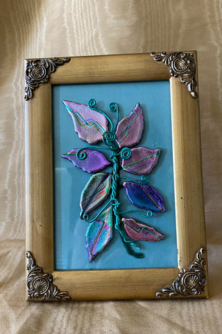 Glass Art By VB Dichroic Leaves in Frame RSV|106561
