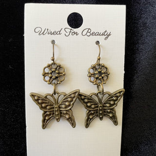antiqued bronze large butterfly earrings RSV