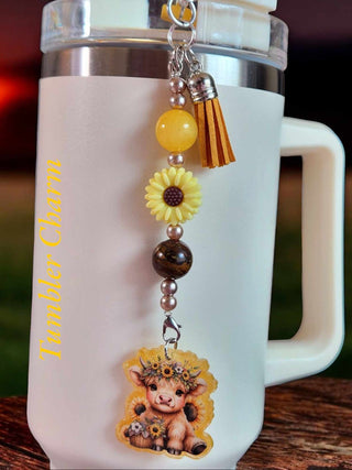 Tumbler Charm: Highland Cow with Sunflowers|62343