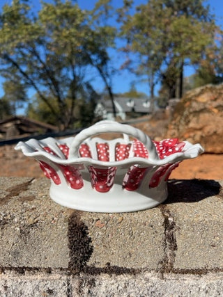KW 9.75” Antique Reflections collection by I. Godinger & Co., "Dress Me Up" or ribbon-trim candy/serving dish