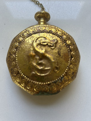 Vintage Santa's Gold Toned Pocket Watch with Chain Ornament-RSV|129749