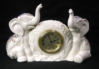 Vintage Lenox Jeweled Elephant Mantle clock china treasures #62 VV MTS