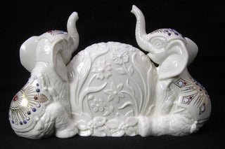 Vintage Lenox Jeweled Elephant Mantle clock china treasures #62 VV MTS