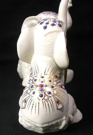 Vintage Lenox Jeweled Elephant Mantle clock china treasures #62 VV MTS