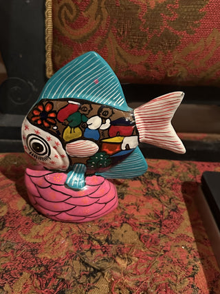 Talavera Mexican Hand Painted Ceramic Folk Art Fish Pottery Home Decor #62 VV MTS|69049