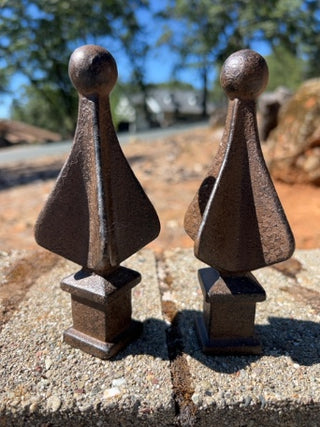 Set of 2 Vintage Cast Iron Finial Fence Topper 4-Sided 5.5”