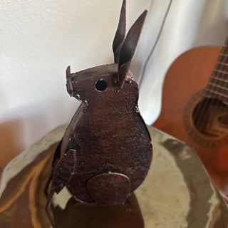 #62 VV Old Primitive Folk Art Rabbit Heavy Hand Forged Metal Rustic Art MTS|59587