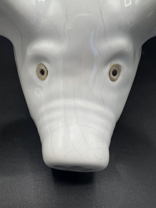 Vintage White Ceramic Pig Head Dish Towel Apron Holder Hanger Wall Mount|96353