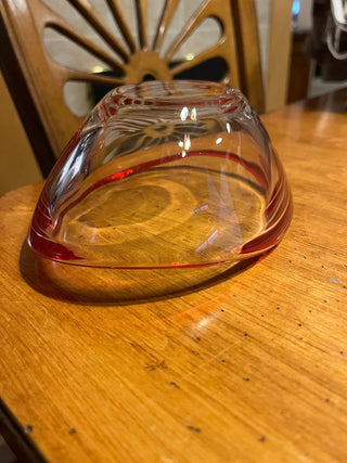 Vintage Walther Glas Small Art Wavy Glass Bowl w/Red Trim RSV|126617