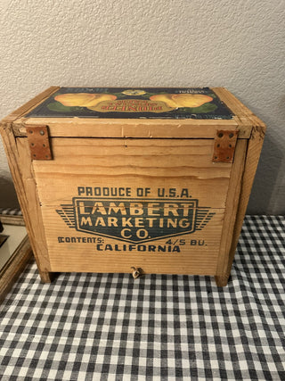 Vintage Wooden Fruit Crate with Lid MTS