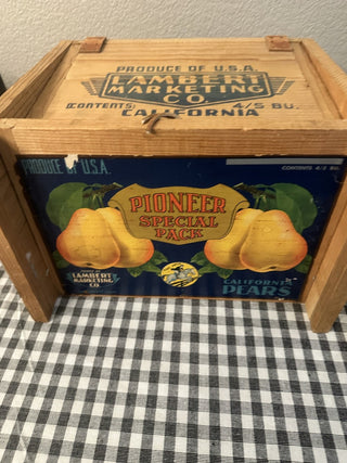 Vintage Wooden Fruit Crate with Lid MTS