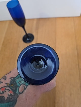 RF 2x Libbey Cobalt Blue Champagne Flutes