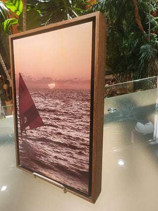 1970s Sailboat/Sunset Photo in Woodbox Frame RSV|72177