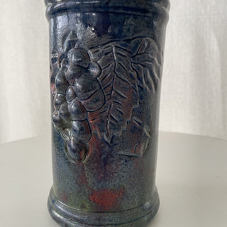 Blue pottery vase w/ wine design RSV