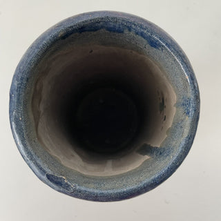 Blue pottery vase w/ wine design RSV