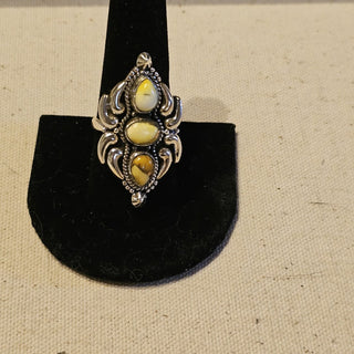 .925 3 stone honey dahlia ring sz 8