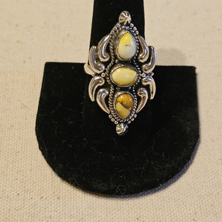 .925 3 stone honey dahlia ring sz 8