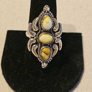 .925 3 stone honey dahlia ring sz 8