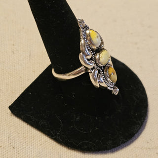 .925 3 stone honey dahlia ring sz 8