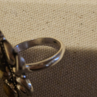 .925 3 stone honey dahlia ring sz 8