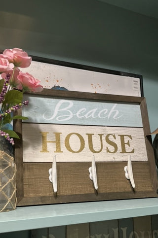 Beach House Sign with Hanging Cleats (Hooks) - RCD