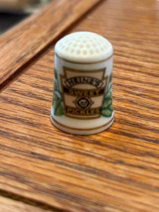 Vtg Thimble -Franklin Mint Porcelain "Heinz Sweet Pickles" RCD